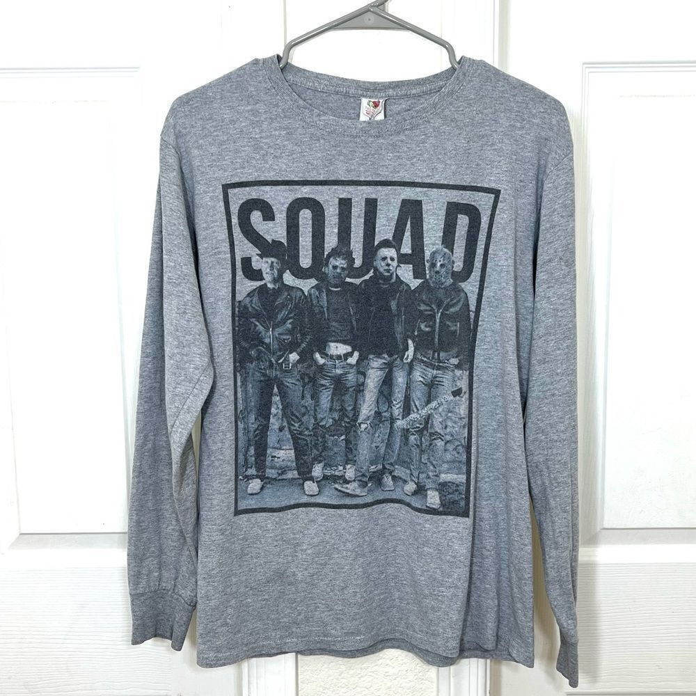 Long Sleeve Crew Neck T-Shirt Squad Horror Movie Killers Halloween Size S